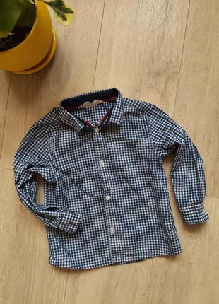 Рубашка h&m 2-3 года тонкая в клетку хлопок детская одежда