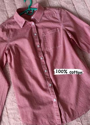 Женская рубашка в розовую клеточку look 100%cotton