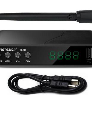 Т2 тюнер World Vision T625D2 + Wi-Fi адаптер MT7601 5dB + HDMI...