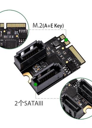 Контроллер 2-х портов SATA на M.2 NGFF (A+E-key), размер 2230