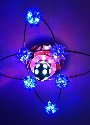 Люстра диско шар и звезды LED подсветка