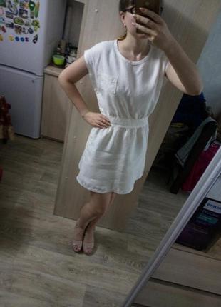 Біле літнє плаття 100% льон