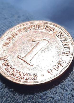 Монета Германия 1 пфенниг, 1914 года, Отметка монетного двора:...