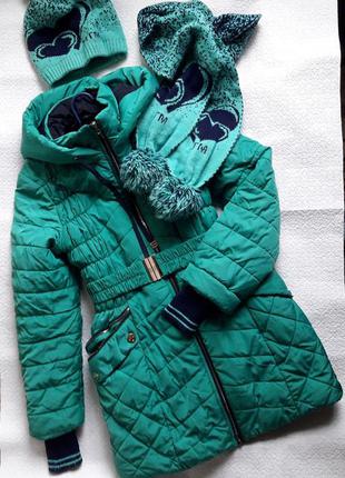 Комплект плащ +шапка+шарф зима