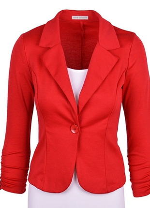 Жакет пиджак алый красный s 36р классический приталенный италия