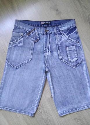 Комфортные джинсовые мужские шорты бермуды enos голубого цвета