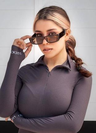 Тренд солнцезащитные очки леопардовые узкие геометрия новые ан...