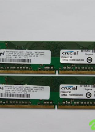 Оперативная память, Crucial, DDR2, CT6464AA667, 2x512Mb, 1Gb