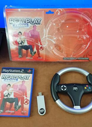 Беспроводной руль для Playstation 2 и диск с игрой RealPlay Ra...