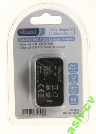 Зарядное устройство USB Vivanco PA 1001 5V 1A (Germany)