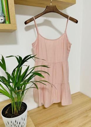 Розовое вискозное платье сарафан h&m