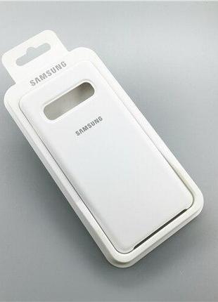 Силиконовый чехол для Samsung Galaxy S10 Белый микрофибра soft...
