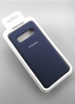Силиконовый чехол для Samsung Galaxy S10 Темно-синий микрофибр...