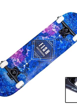 СкейтБорд деревянный от Fish Skateboard "Blue Rhombus" до 90 кг