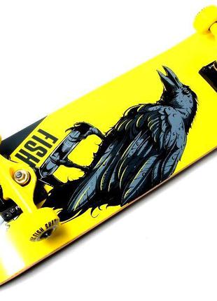 СкейтБорд деревянный от Fish Skateboard raven до 90 кг