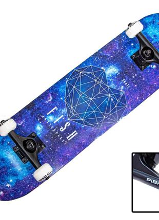 СкейтБорд деревянный от Fish Skateboard "Heart Blue" до 90 кг