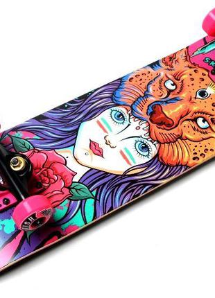СкейтБорд деревянный от Fish Skateboard Girl and Tiger до 90 кг