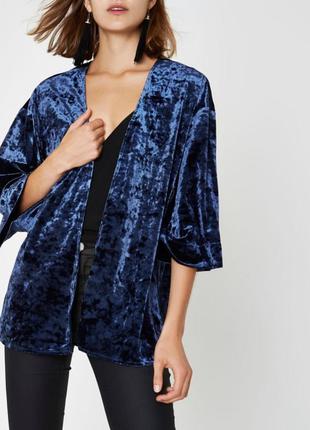 Стильный синий велюровый🔥 пиджак- кимоно,кардиган разлетайка,б...