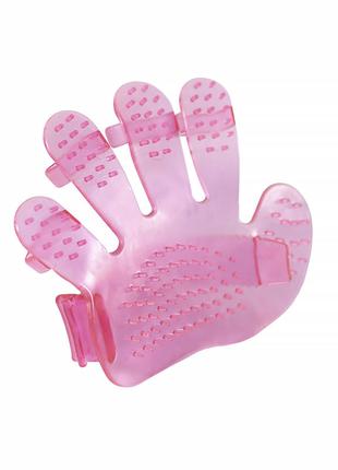 Перчатка Hoopet Pet Wash Brush Pink для купания и массажа живо...
