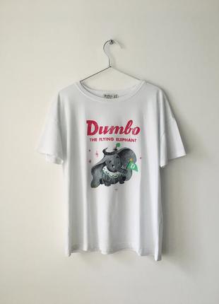 Хлопковая белая футболка dumbo stradivarius футболка белого цв...