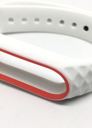 Ремешок для Xiaomi mi band 2 рифлёный белый с красным