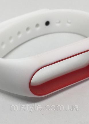 Ремінець для Xiaomi mi band 2 білий з червоним обідком