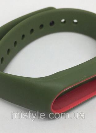 Ремешок для Xiaomi mi band 2 зелёный с красным ободком