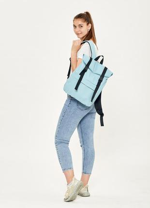 Городской брендовый молодежный голубой крутой рюкзак roll top ...