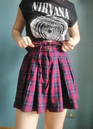 Шотландская шерстяная юбка-шорты шотландка