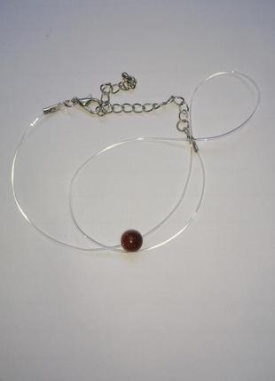 Чокер, колье, ожерелье авантюрин на силиконовом шнурке