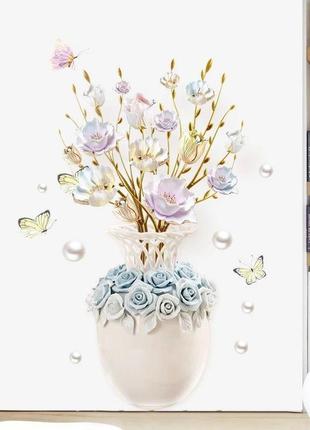 Наклейка на стіну меблі вінілова інтер'єрна 70 * 100 Квіти у вазі