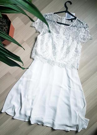 Новое свадебное белое шифоновое кружевное нарядное платье
