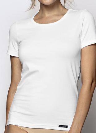 Женская базовая хлопковая футболка белого цвета atlantic blv 199