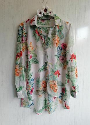 Сорочка блуза тропічний прінт для моря