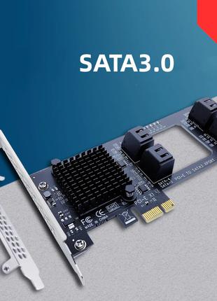 Контроллер 8 портов SATA на PCI-e x1, 2*ASM1064