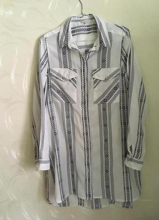 Удлиненная рубашка туника блузка полоска river island р-р.12 l