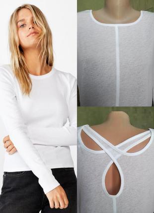 Женская белая футболка next с длинными рукавами топ джемпер ло...