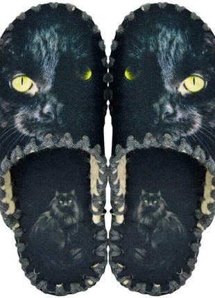 Женские фетровые тапочки "Черная кошка", Р. 36-41, 23-26 см, Ф...