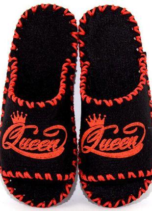 Женские фетровые тапочки Queen (Королева) черный, 36/37, 23 см...