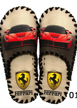Мужские фетровые тапочки "Ferrari" (Феррари), ручной работы, р...