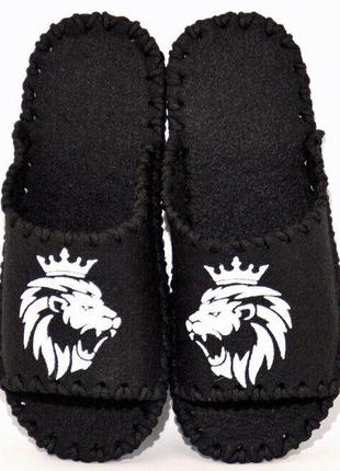 Мужские фетровые тапочки "Король лев" черные, размеры 40-45, п...