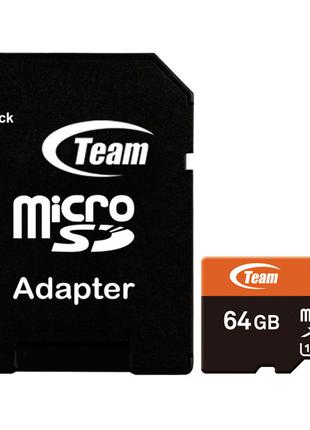 Карта памяти MicroSDXC 64GB UHS-I Team + SD-adapter (TUSDX64GU...