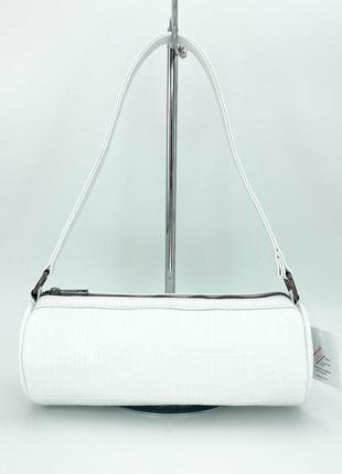 Женская белая сумка багет сумка наплечная белый клатч багет сумка
