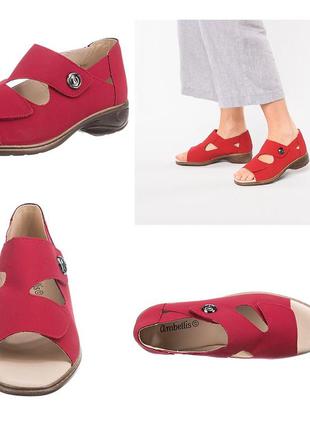 Ambellis удобные открытые босоножки туфли на липучке красные