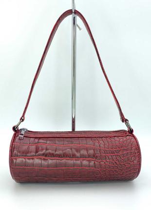 Женская бордовая сумка багет сумка наплечная красгый клатч багет