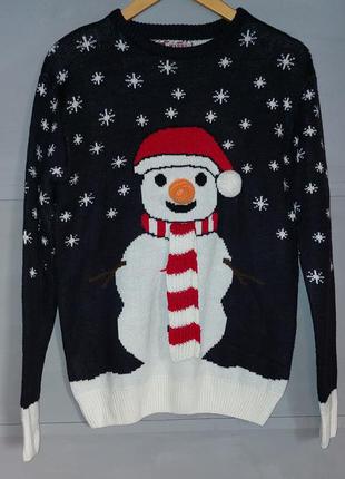 Новогодний свитер. рождестсвенский свитер. снеговик . оверсайз
