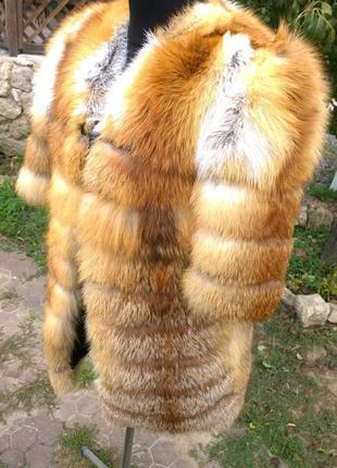 Шуба из натурального меха лисы огневки в наличии размер м-л