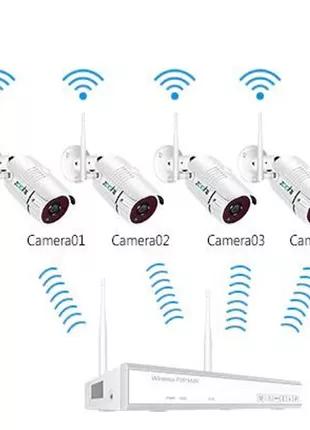 Zoohi уличная система видеонаблюдения Wi-fi 4 камеры 1080P 2MP