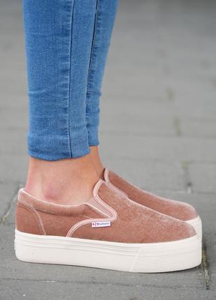 Кеды на платформе superga velvet