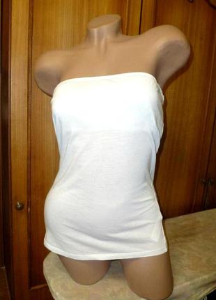 Брендовый белый базовый топик топ футболка майка с открытыми п...